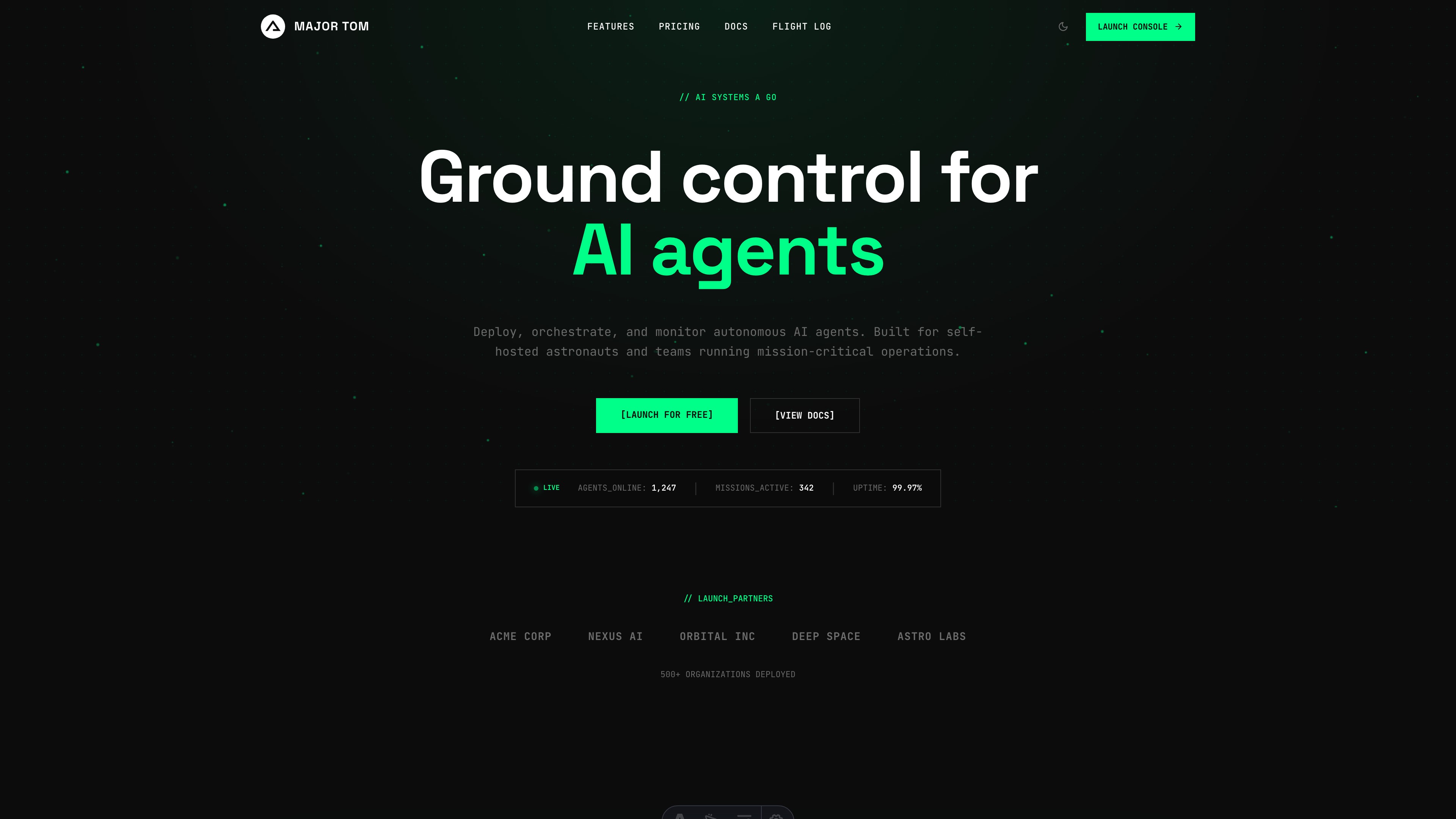 Major Tom โ Ground control for AI agents